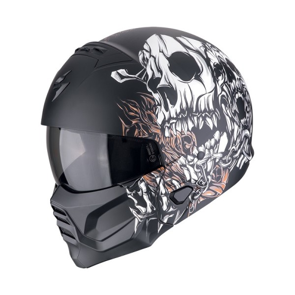 SCORPION Multi Helm EXO-COMBAT II GENESIS mattschwarz-weiss-gold