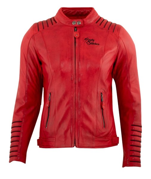 RUSTY STICHES Damen Lederjacke AMANDA rot-schwarz