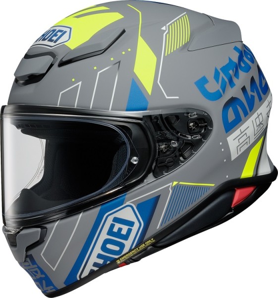 SHOEI Integralhelm NXR II ACCOLADE TC-10 mattgrau-gelb-blau