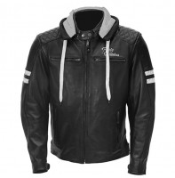 RUSTY STITCHES Lederjacke JARI HOODED schwarz-weiss RUSTY STITCHES Lederjacke JARI HOODED schwarz-weiss