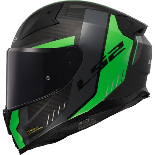 LS2 Integralhelm FF811 VECTOR II CARBON GRID mattschwarz-grün