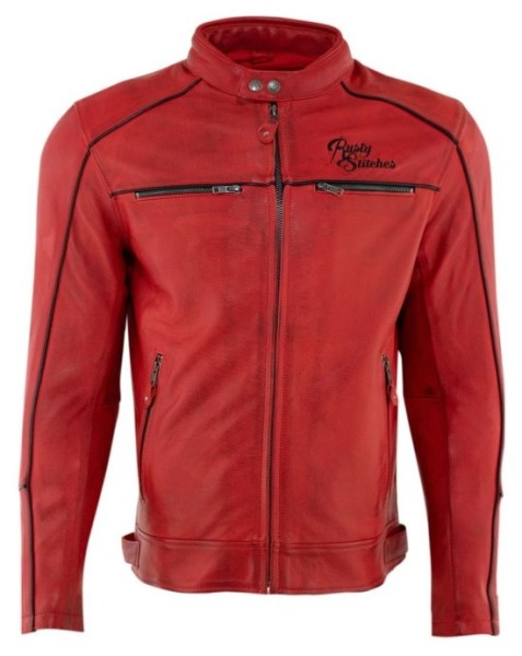 RUSTY STICHES Lederjacke CHASE rot-schwarz