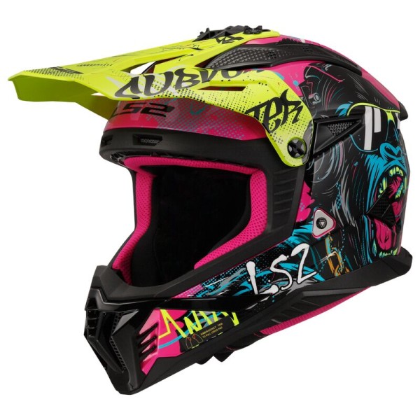 LS2 Offroadhelm MX708 FAST II GORILLA pink-neongelb