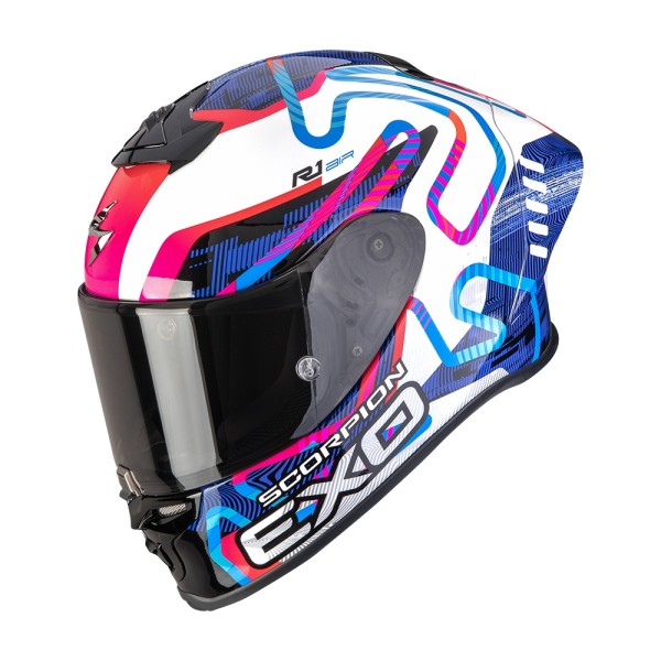SCORPION Integralhelm EXO-R1 EVO II AIR CORNERING weiss-blau-rosa