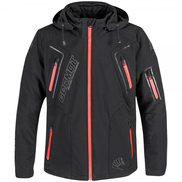 GERMOT Textil-Softshell-Jacke NOVARA schwarz-rot