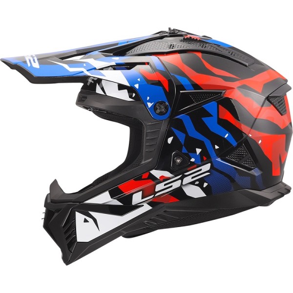 LS2 Offroadhelm MX708 FAST II GROTESK weiss-blau-rot