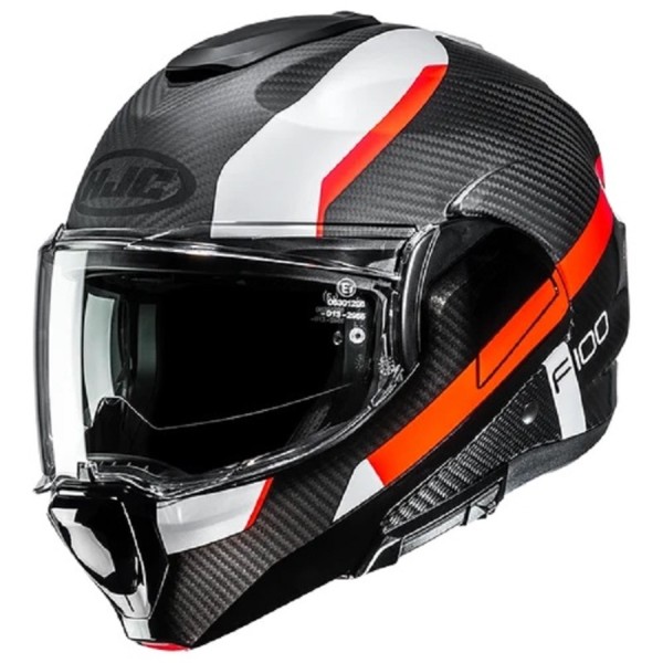 HJC Klapphelm F100 Carbon ASKAN MC6HSF schwarz-weiss-orange