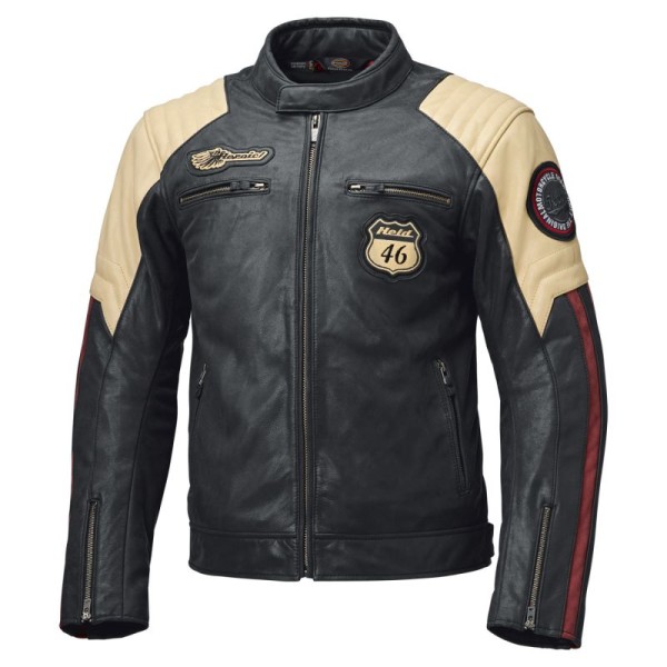 HELD Lederjacke BAKER II schwarz-beige-burgund