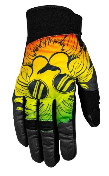 RUSTY STITCHES Handschuhe CLYDE V2 RASTA schwarz-gelb