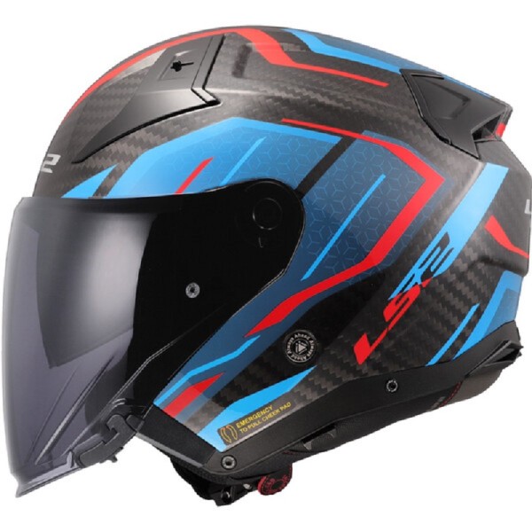 LS2 Jethelm OF603 INFINITY II Carbon URUS blau-rot